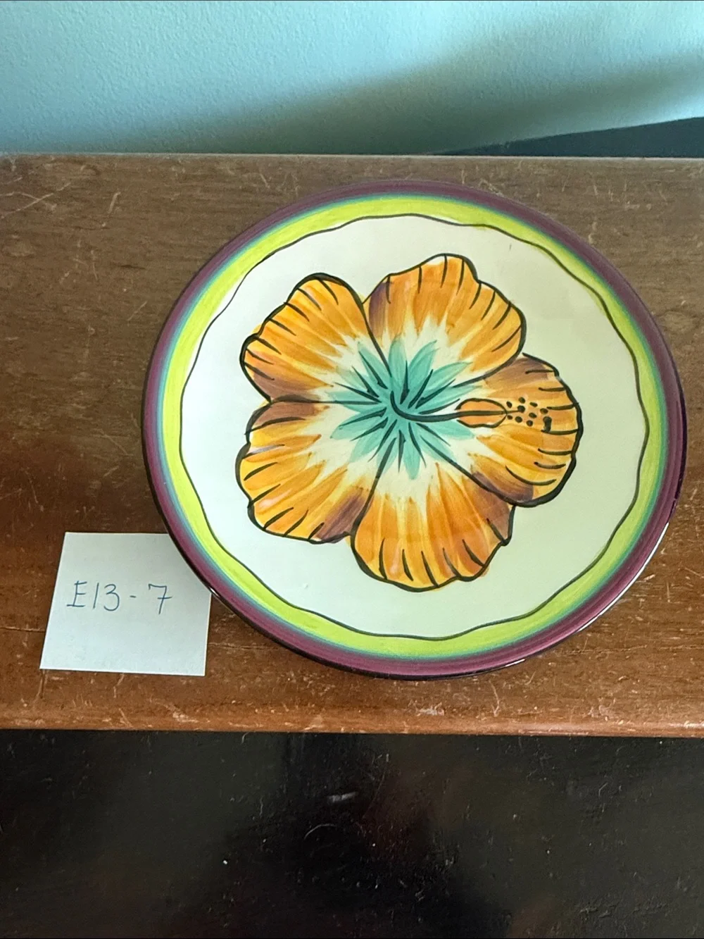 Hibiscus Pattern Appetizer Plate by Clay Art